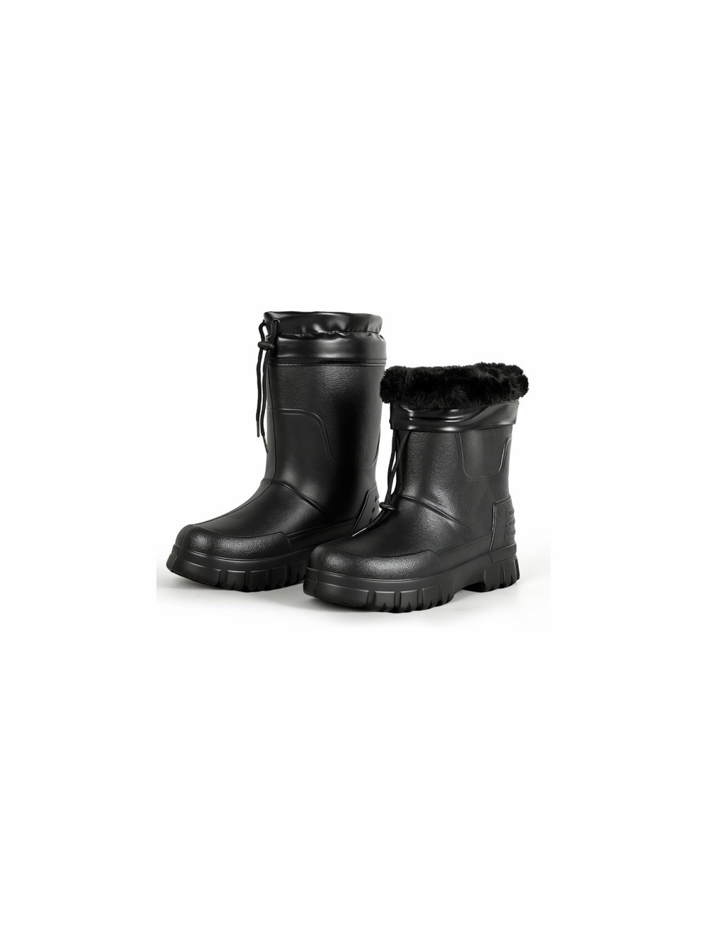 Black Faux Fur Lined Rain Boots